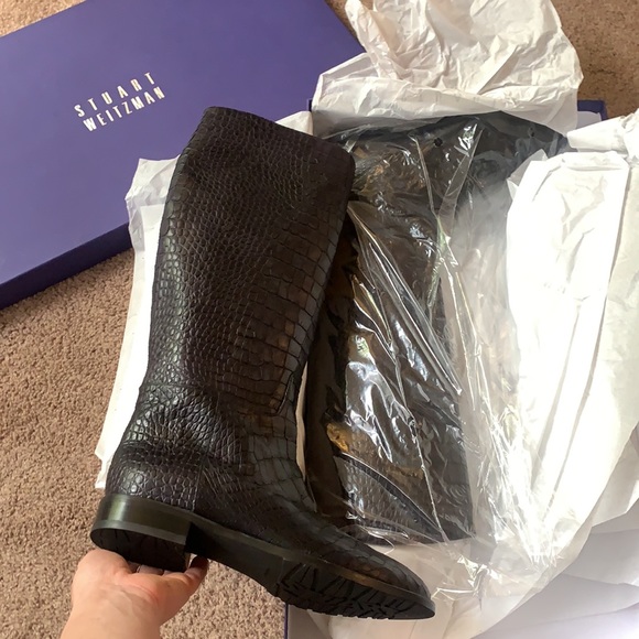 Stuart Weitzman Equine Nero Soft Croco 7 Womens - Picture 5 of 8